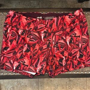 Avia Red and Black Patterned Women's Athletic Shorts